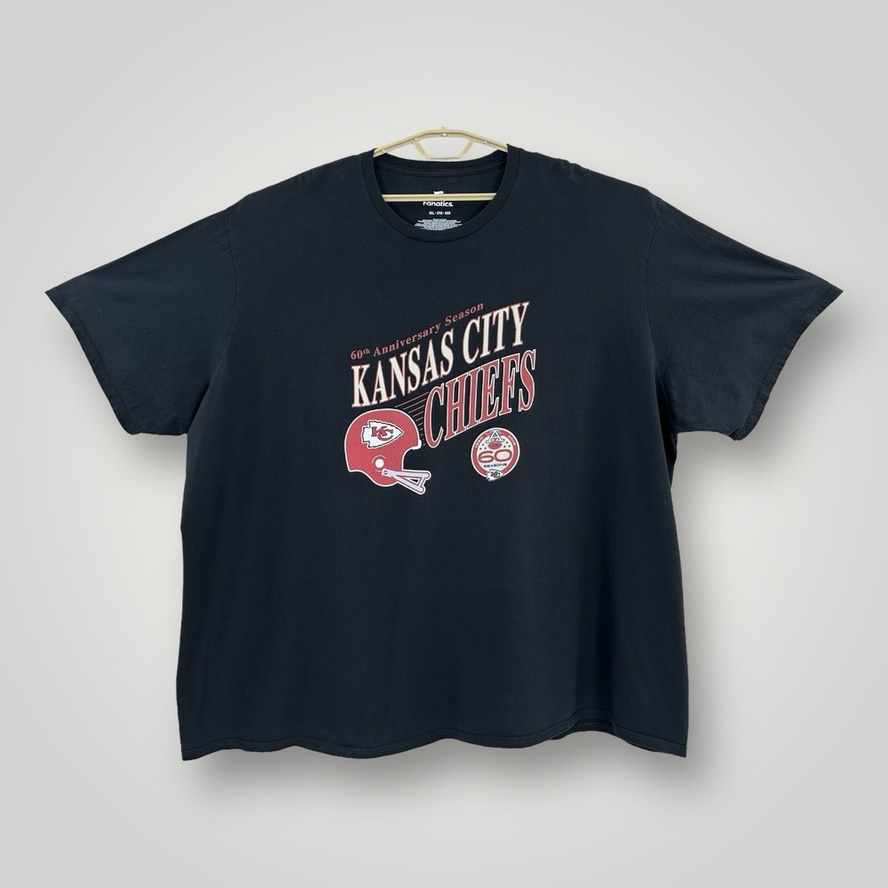 Kansas City Chiefs T-Shirt Mens 5XL 60th Anniversary Seasons Black Short Sleeves